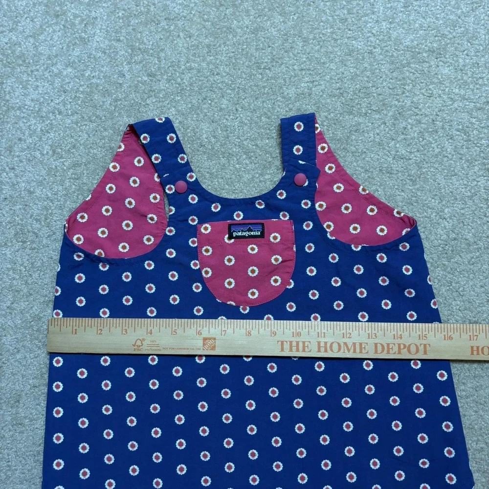 Patagonia Baby Reversible Baggies Jumper Dress SZ 18-24 Months Pink Blue Dotted